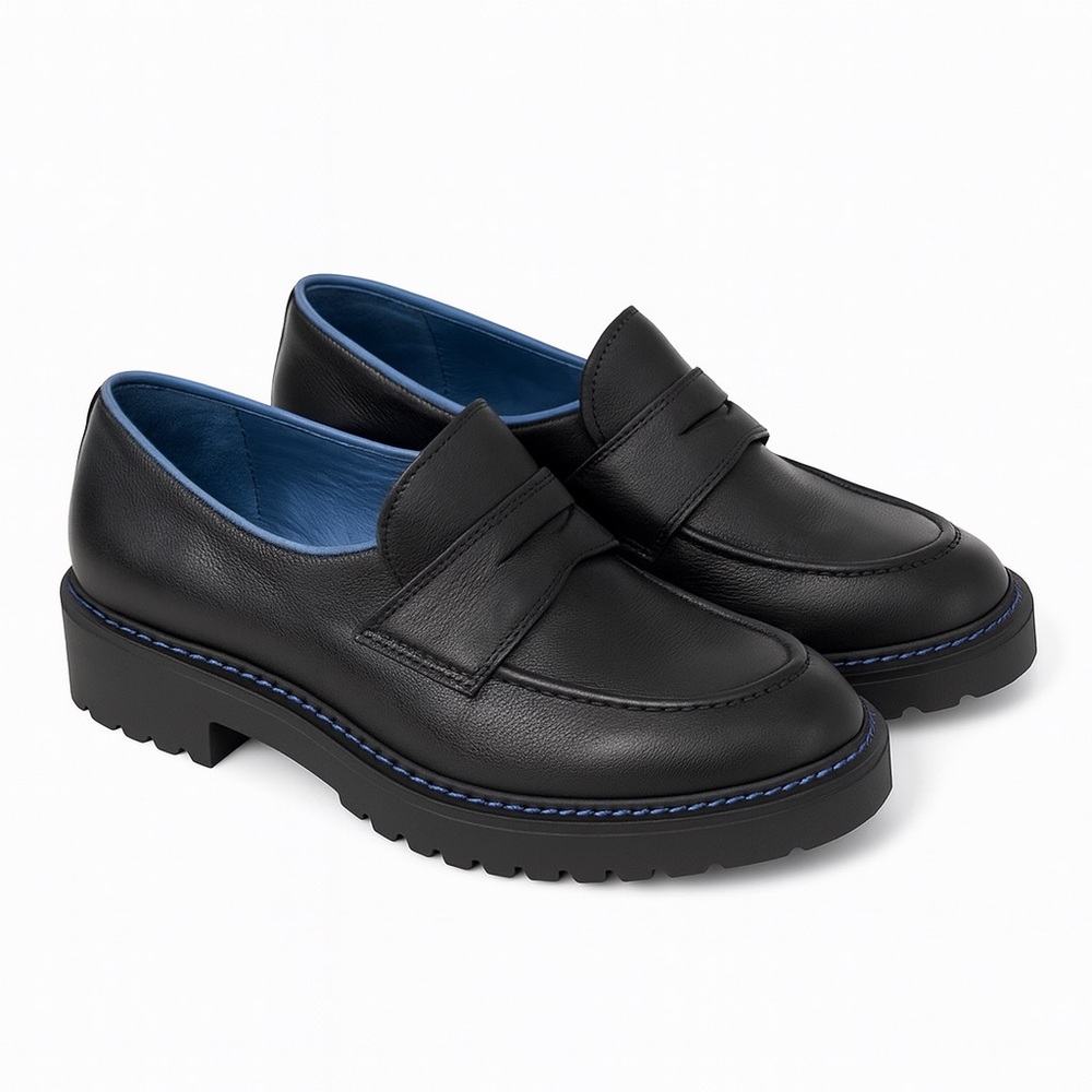 Bueno Della Black Leather Loafers Sz 6.5